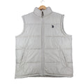 U.S. Polo Assn Puffer Vest Mens Medium Beige Quilted Full Zip Logo 10-5685-Q8 - take2supply
