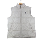 U.S. Polo Assn Puffer Vest Mens Medium Beige Quilted Full Zip Logo 10-5685-Q8 - take2supply