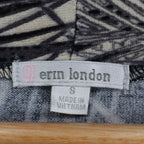 Erin London Cardigan Small Black Cream Palm Leaf Ruched Sleeve Open Front NWT - take2supply