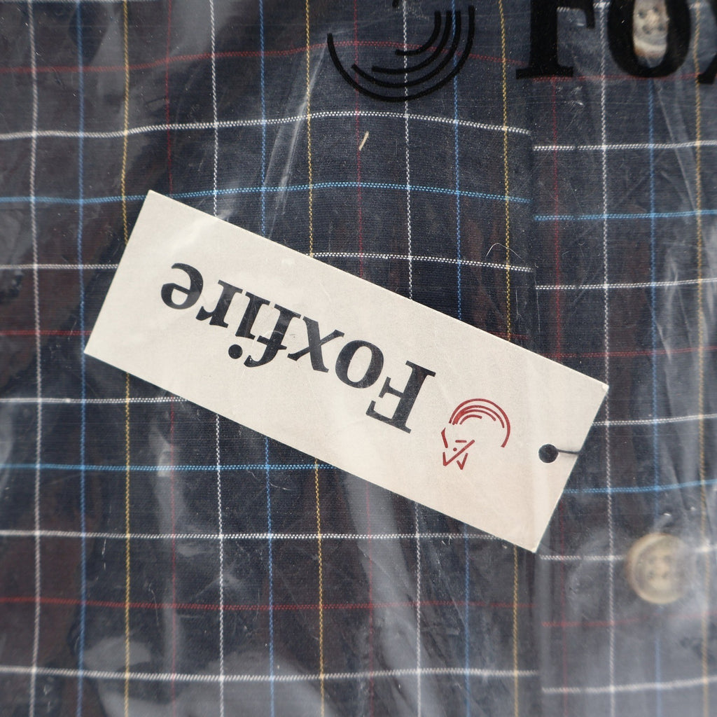 Foxfire Shirt Mens M Navy Windowpane Plaid Cotton Blend Button Down Collar NWT - take2supply