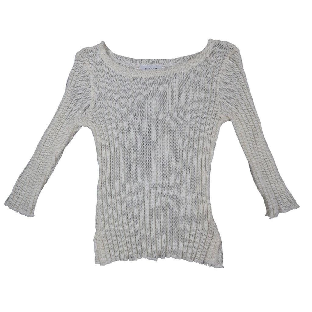 A. Byer Sweater Womens Medium Vintage 90s Cream Mohair Ribbed Open Knit Top - take2supply