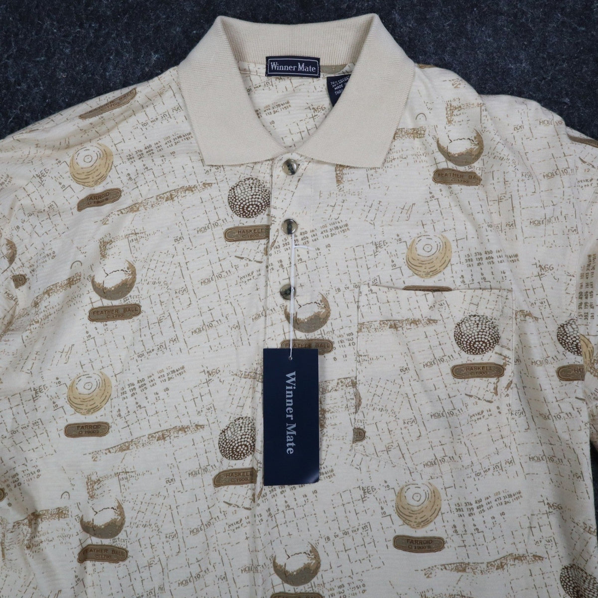 Winner Mate Golf Polo Shirt Mens Size Medium Vintage Sahara Cotton Rayon Print - take2supply