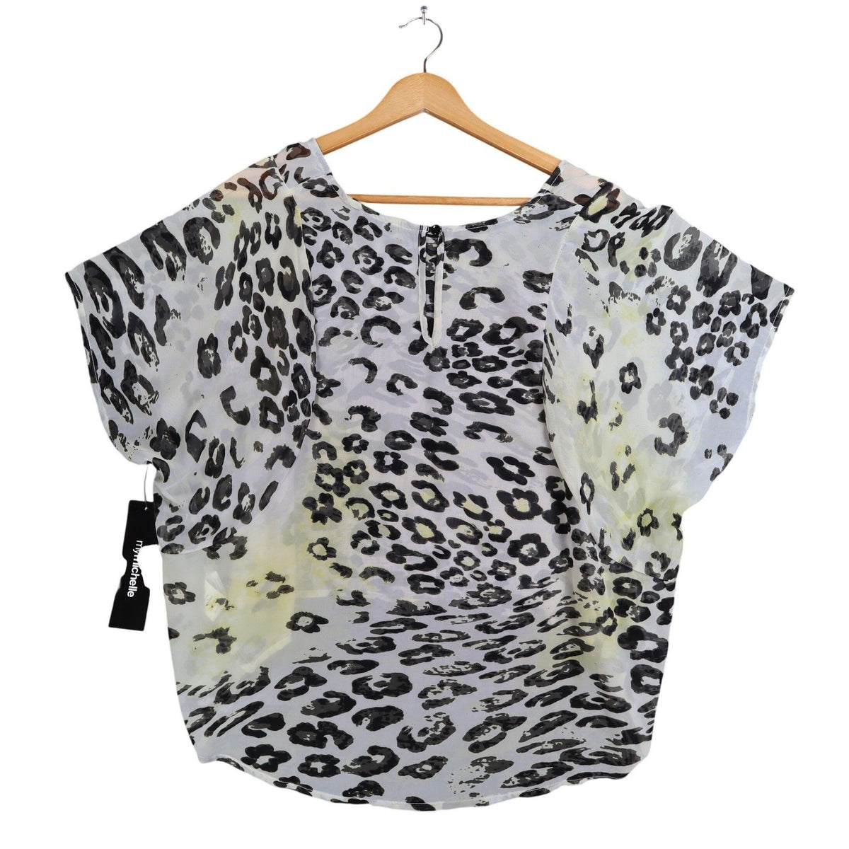 mymichelle Leopard Print Blouse Womens XL Sheer Chiffon Dolman Sleeve Top New - take2supply