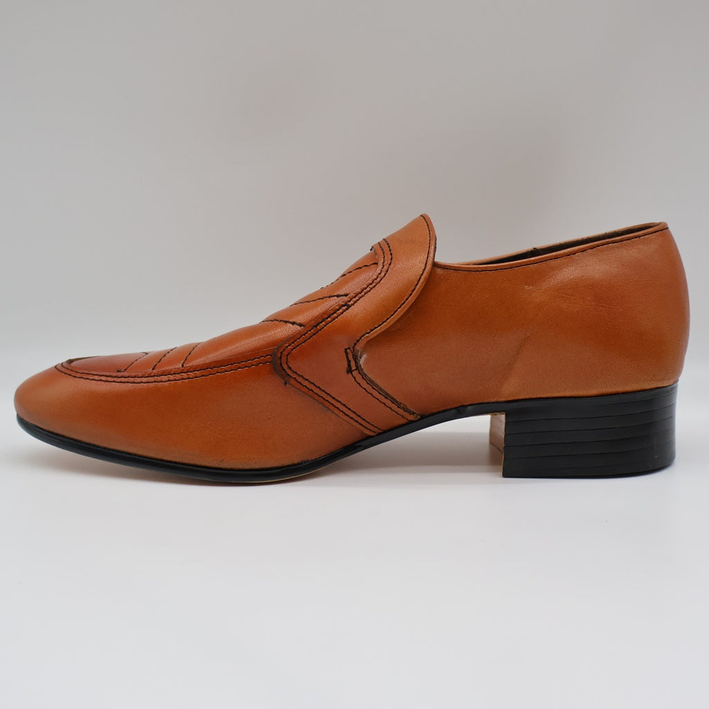 James Pepper Loafers Mens 7 D Vintage 70s Cognac Leather Deadstock USA 44041 - take2supply