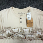 North River Henley Shirt Mens L Oyster Cotton Graphic Hunting Rifle NWT - take2supply