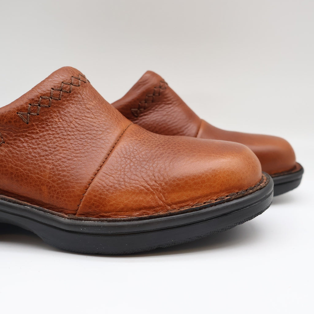 Dexter Escapes Mules Womens 6.5 Vintage Cognac Grained Leather Slip On Clogs - take2supply