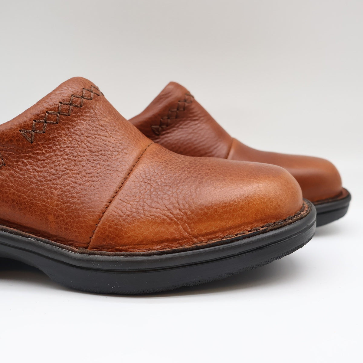 Dexter Escapes Mules Womens 6.5 Vintage Cognac Grained Leather Slip On Clogs - take2supply