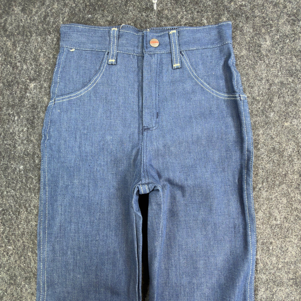 Young Maverick Jeans Girls 7 Regular Blue Cotton Straight Floral Vintage 80s NOS - take2supply