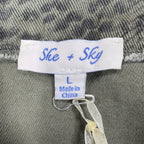 She + Sky Snake Print Denim Mini Skirt Women Large Green Distressed NWT - take2supply