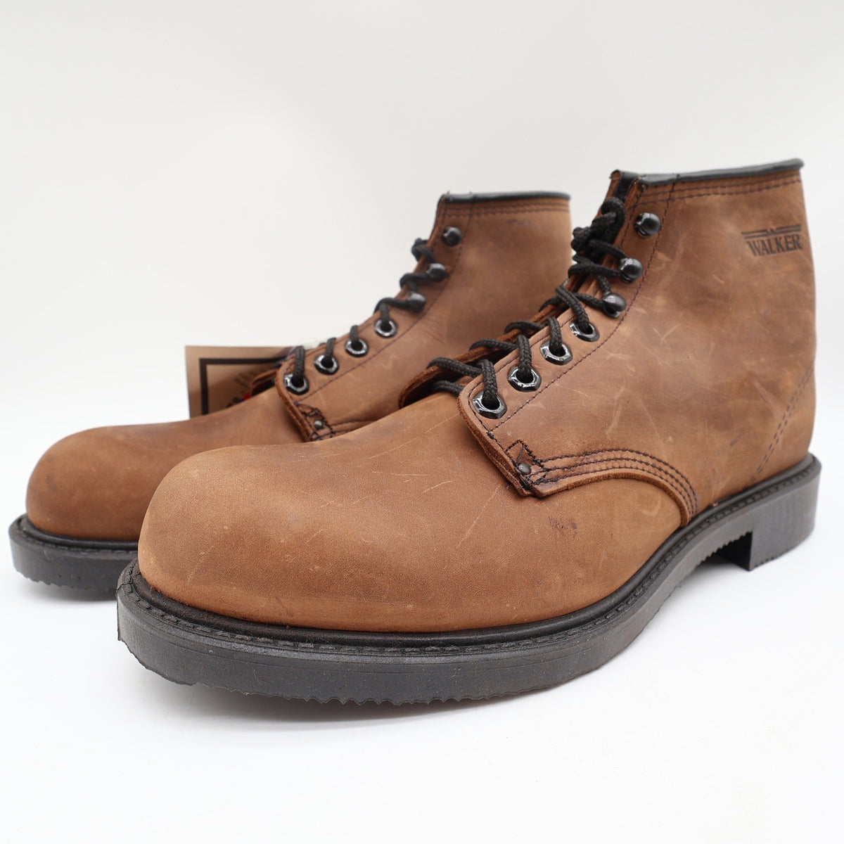 Walker Vintage 90s Work Boots Mens 11 D Brown Leather NWT Made in USA Deadstock - take2supply