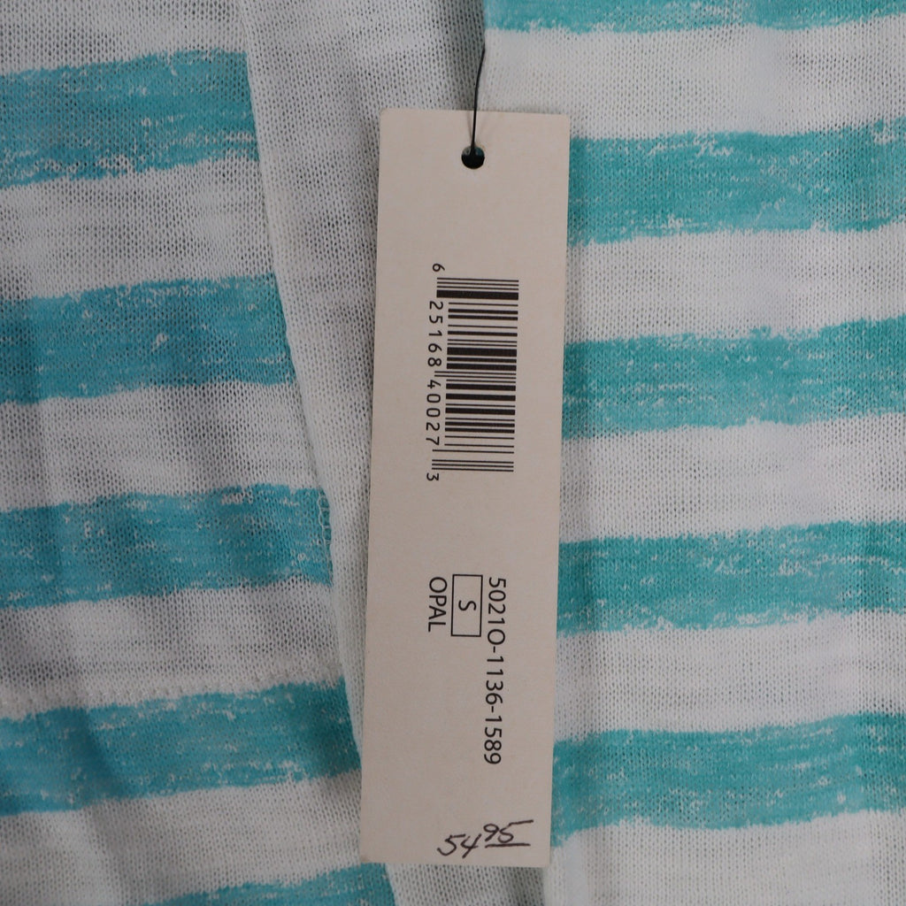 Tribal Jeans Womens S Aqua White Striped Lightweight Hooded Pullover Top NWT - take2supply