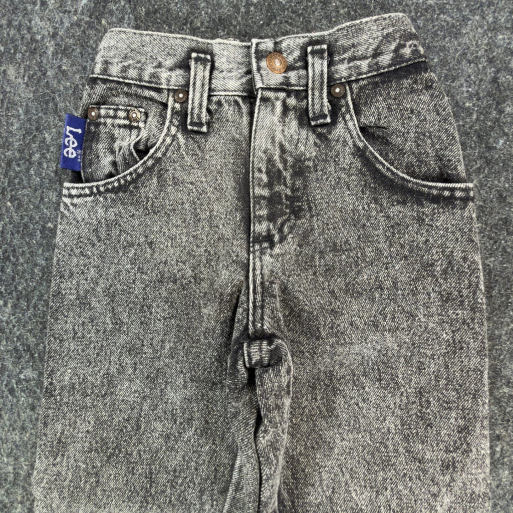 Lee Easy Riders Jeans Boys 6 Slim Black Acid Wash Baggy Tapered VTG 80s USA - take2supply