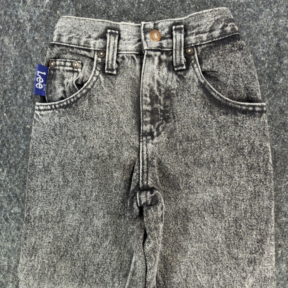 Lee Easy Riders Jeans Boys 6 Slim Black Acid Wash Baggy Tapered VTG 80s USA - take2supply