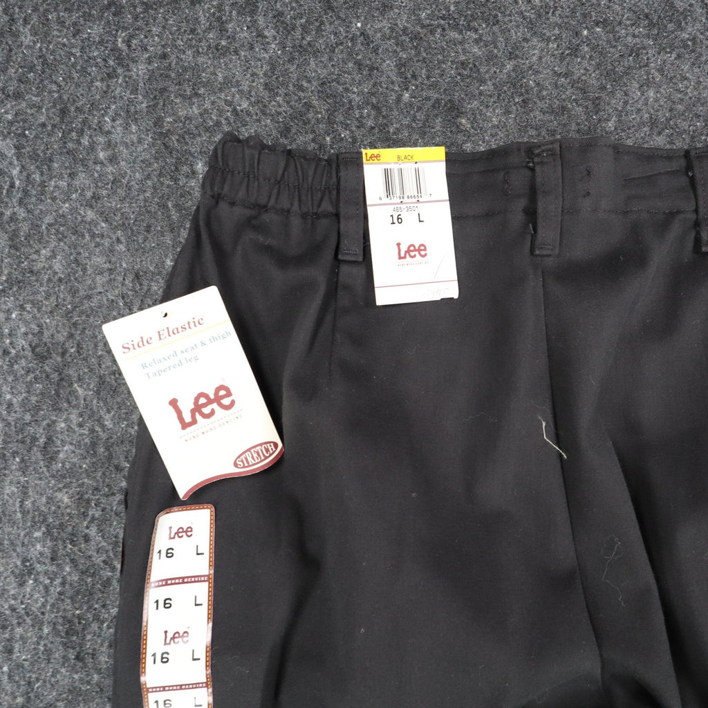 Lee Tapered Leg Pants Womens 16 L Black Side Elastic Stretch Pleated C864 - take2supply