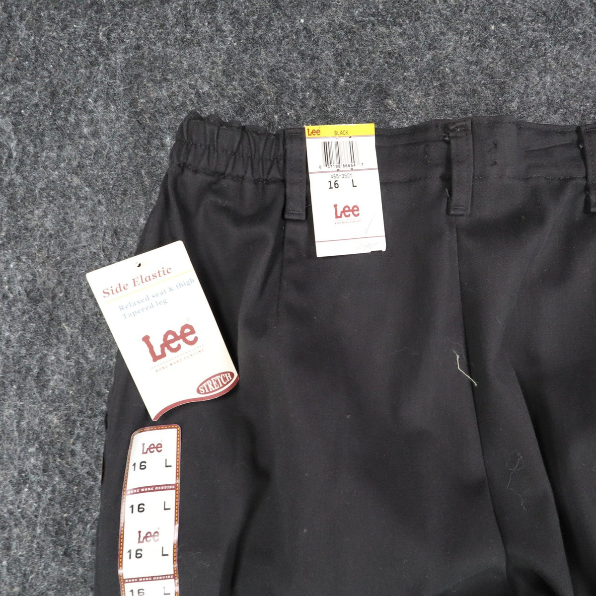 Lee Tapered Leg Pants Womens 16 L Black Side Elastic Stretch Pleated C864 - take2supply