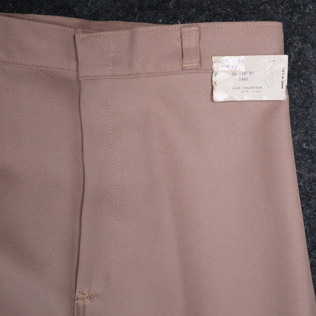 Vintage 70s High Rise Trousers Size 9-10 Deadstock Tan Beige Polyester USA C989 - take2supply