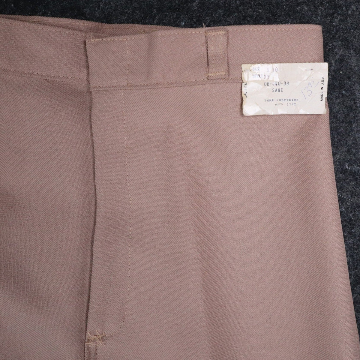 Vintage 70s High Rise Trousers Size 9-10 Deadstock Tan Beige Polyester USA C989 - take2supply