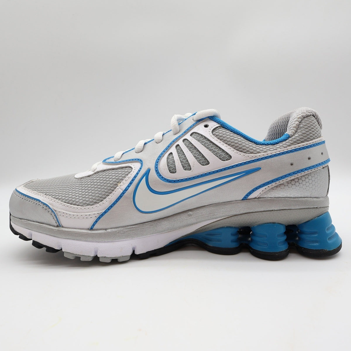 Nike Shox Qualify+ Womens 7 Silver Blue Running Shoes 396658-002 Y2K Style - take2supply