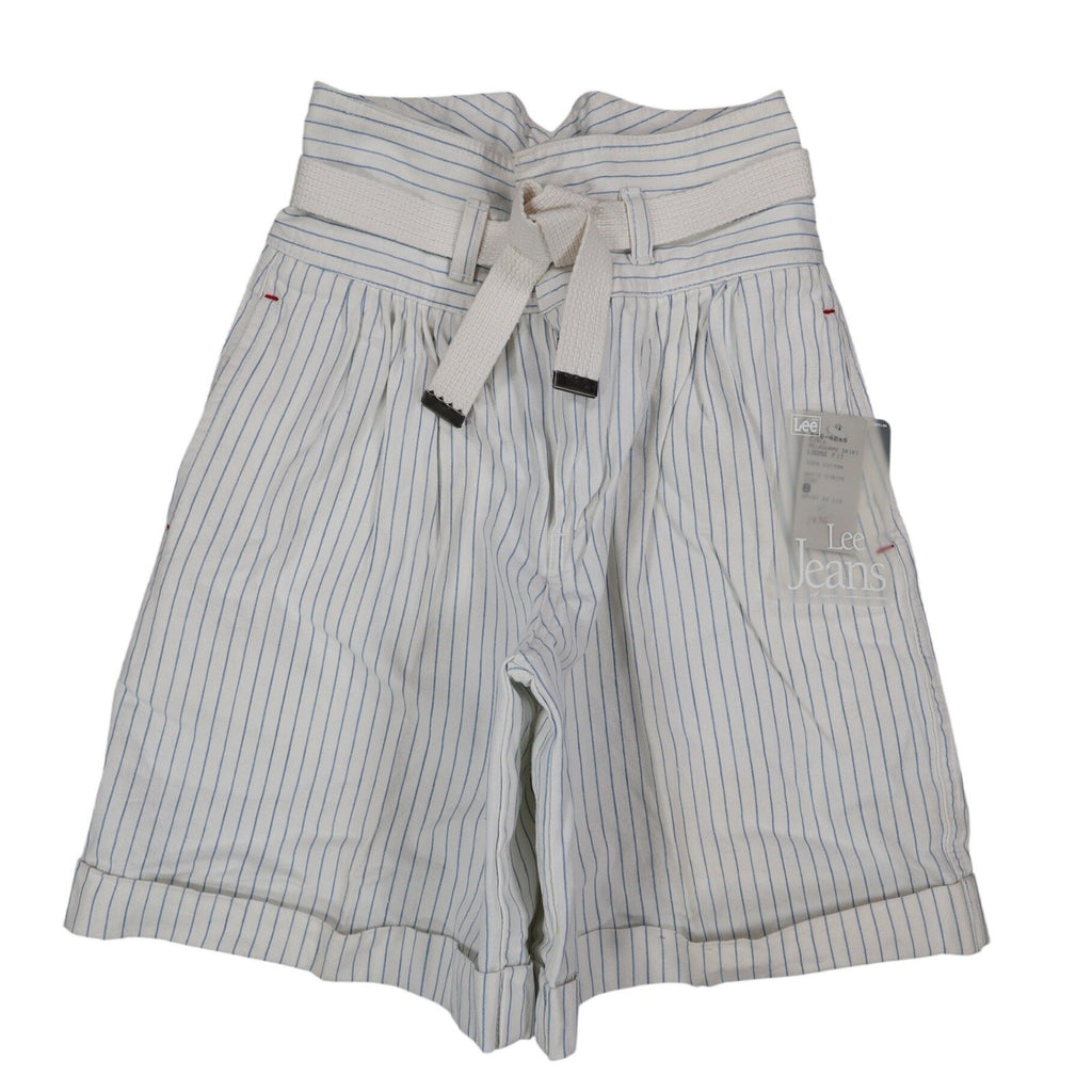 Lee Melbourne Skirt Shorts Girls 8 Vintage 90s White Blue Stripe Paperbag Waist - take2supply