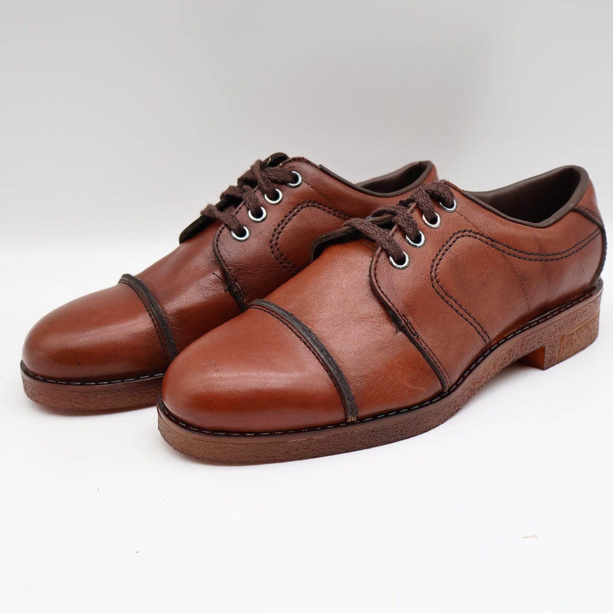 Walker Vintage Oxford Shoes Mens 6 D Brown Leather Deadstock Made in USA 2846 - take2supply