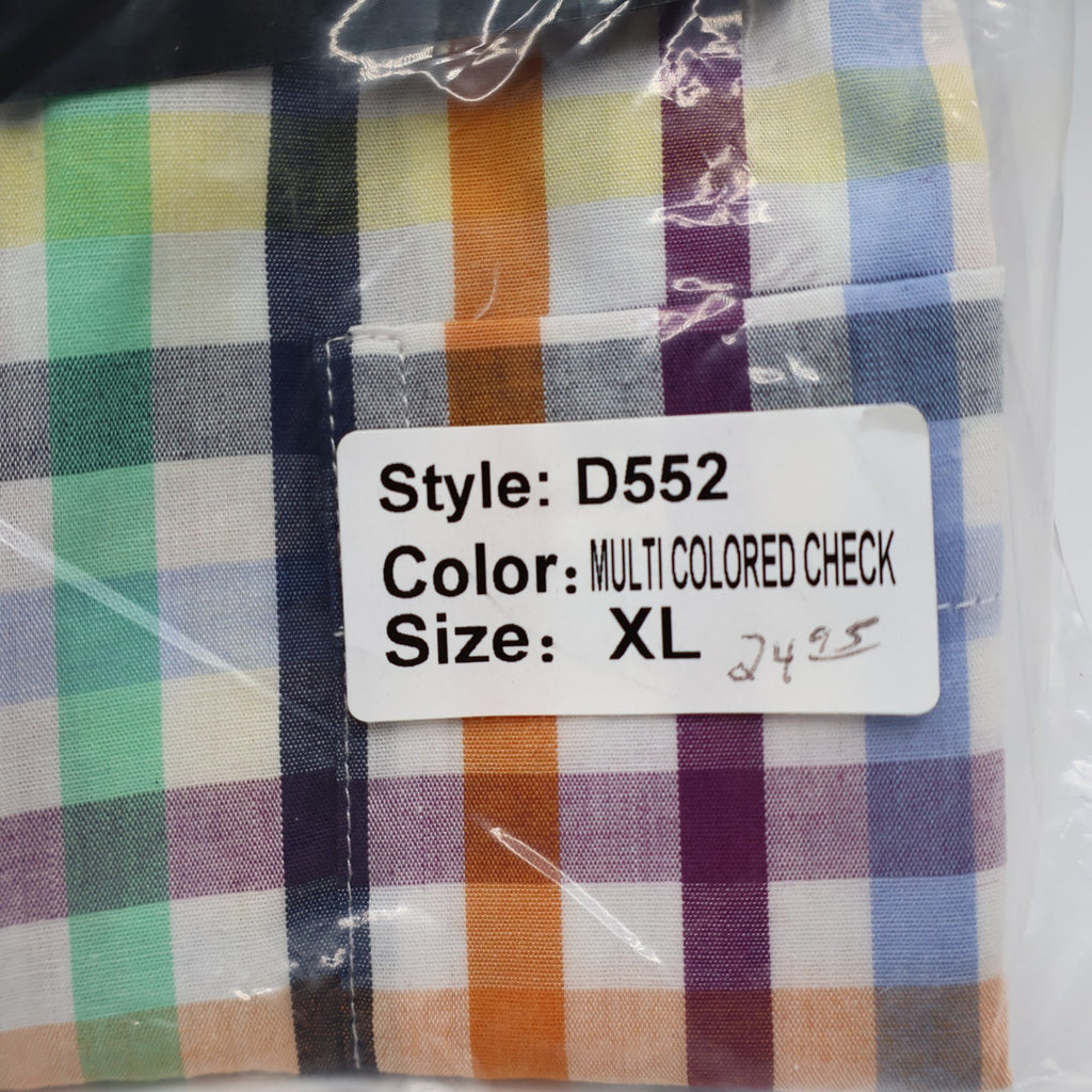 F/X Fusion Shirt Mens XL Multi Colored Check Short Sleeve Easy Care D552 NWT - take2supply