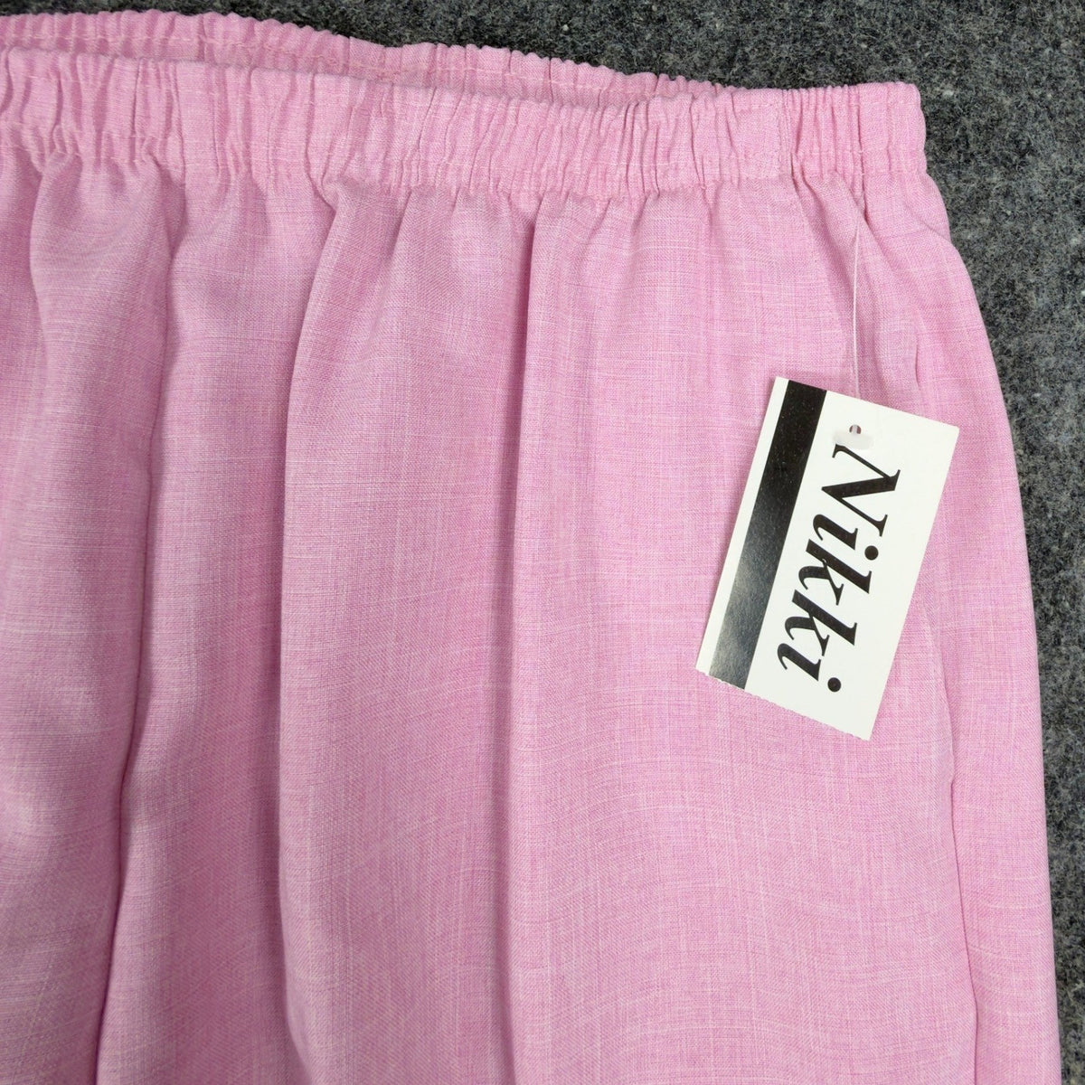 Nikki Vintage 90s Elastic Waist Pants Women 14 Rose Pink Polyester NWT Deadstock - take2supply