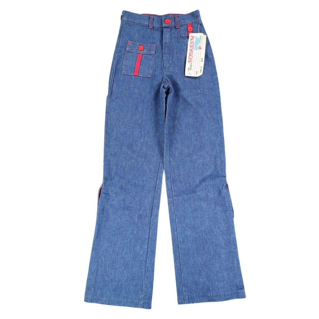 Young Maverick Automaticks Jeans Girls 12 Slim Blue Red Flare USA Deadstock NWT - take2supply