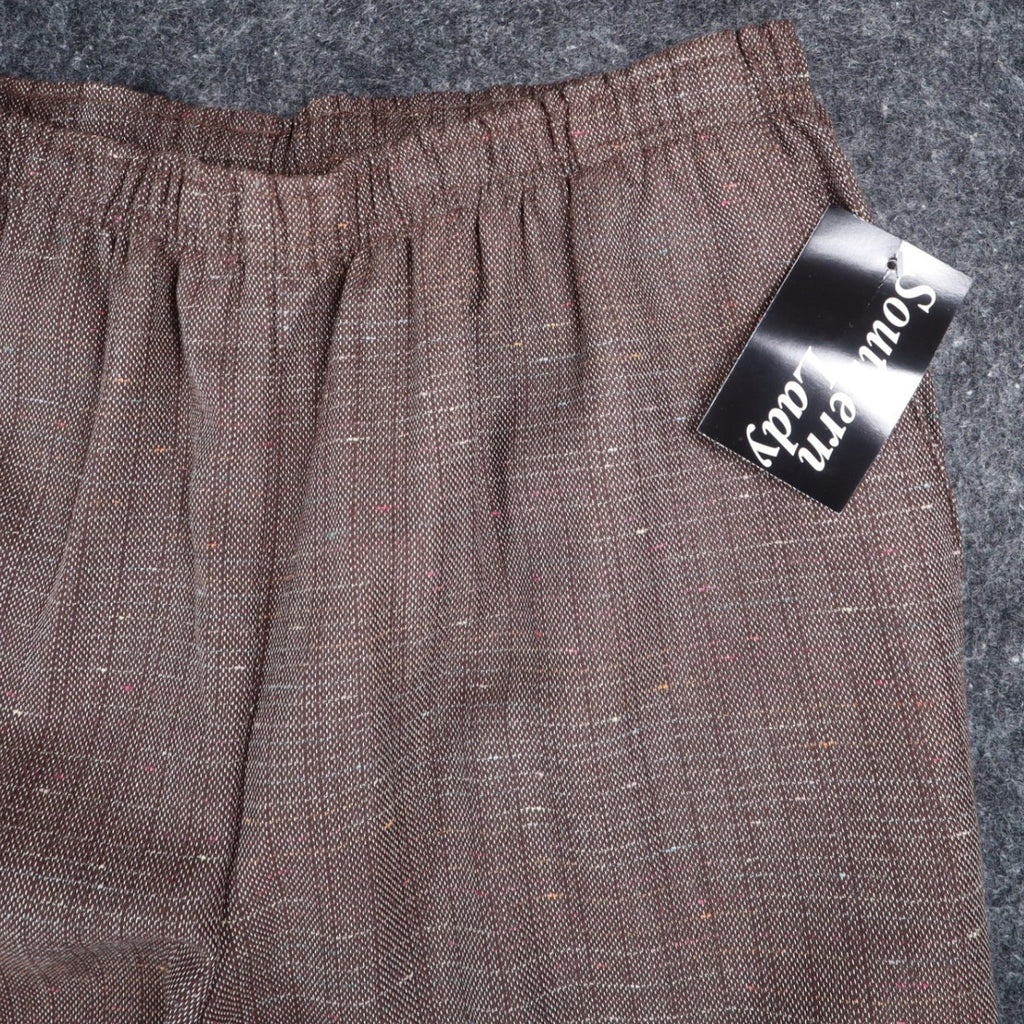 Southern Lady Pull On Pants Womens 14 Brown Hickory Elastic Waist Textured 58A2 - take2supply