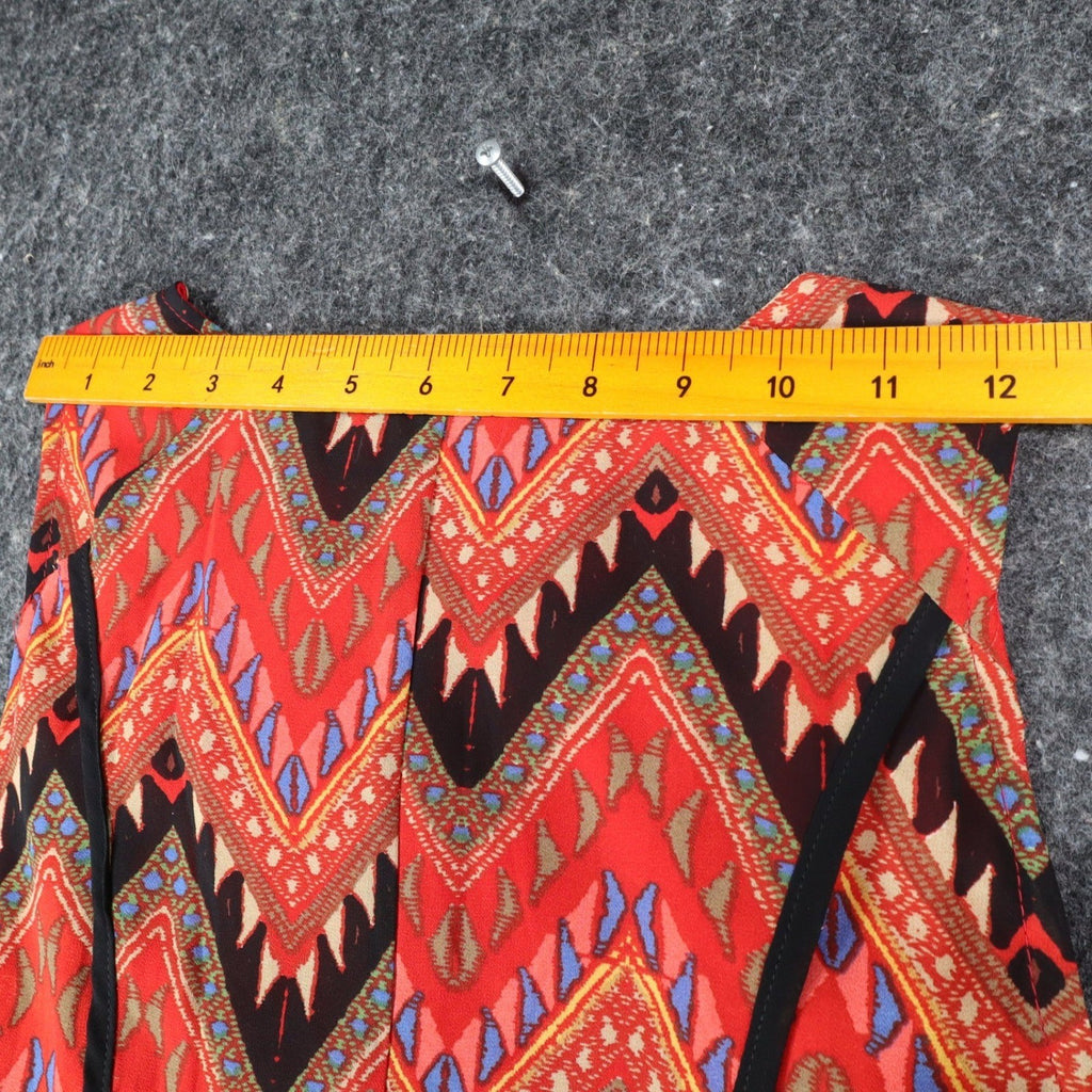 Esley Collection Chevron Tribal Print Dress Womens Small Red Handkerchief Hem - take2supply