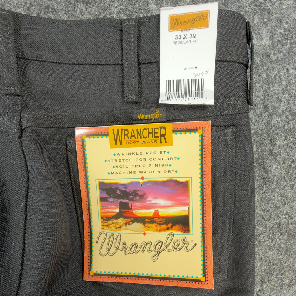 Wrangler Mens Y2K Wrancher Bootcut Dress Pants 33x30 Black Polyester NWT 82BK - take2supply