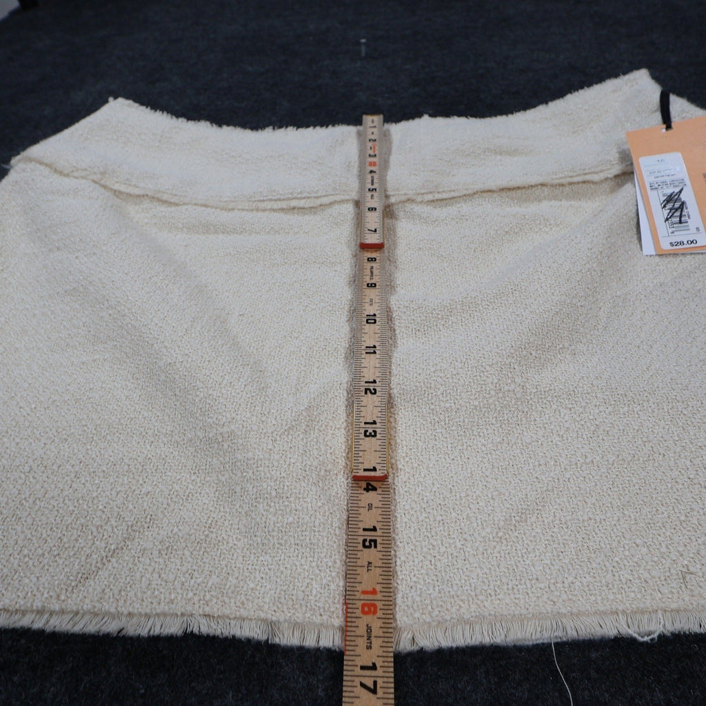 Future Collective Mini Skirt Womens 16 Cream New Textured Raw Hem Fringe - take2supply