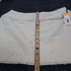 Future Collective Mini Skirt Womens 16 Cream New Textured Raw Hem Fringe - take2supply