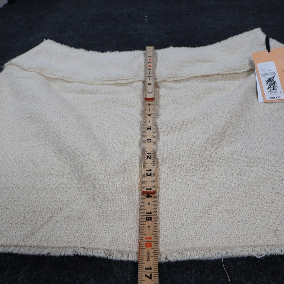 Future Collective Mini Skirt Womens 16 Cream New Textured Raw Hem Fringe - take2supply