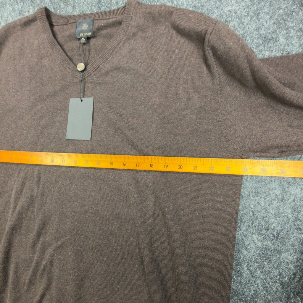 F/X Fusion V-Neck Sweater Mens XL Brown Heather Cotton Blend NWT - take2supply