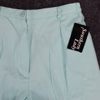 Southern Lady Pleated Shorts Womens Size 10 Aqua Twill High Waist Elastic Back - take2supply