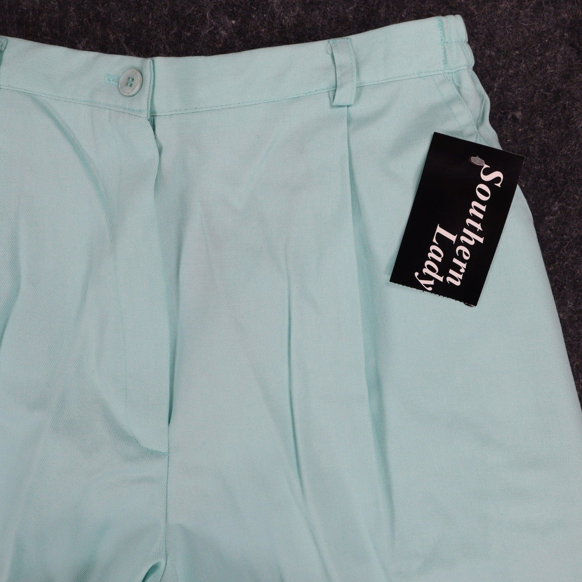 Southern Lady Pleated Shorts Womens Size 10 Aqua Twill High Waist Elastic Back - take2supply