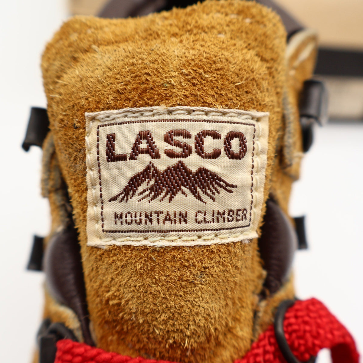 Lasco Mountain Climber Boots Size 4.5 Vintage Tan Suede Red Laces Deadstock - take2supply