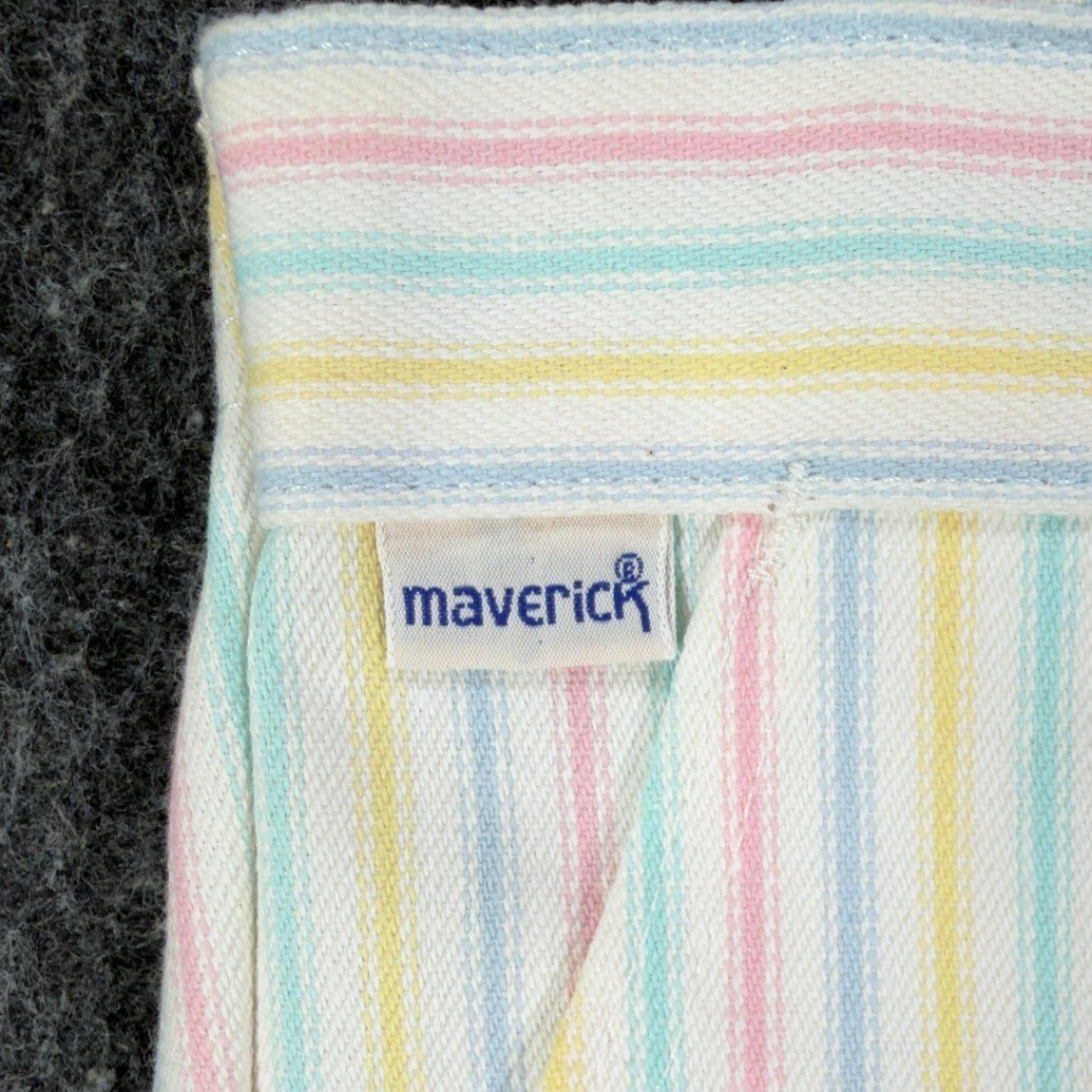 Maverick Vintage 80s Striped Shortalls Girls 4 Reg White Pastel NWT Deadstock - take2supply