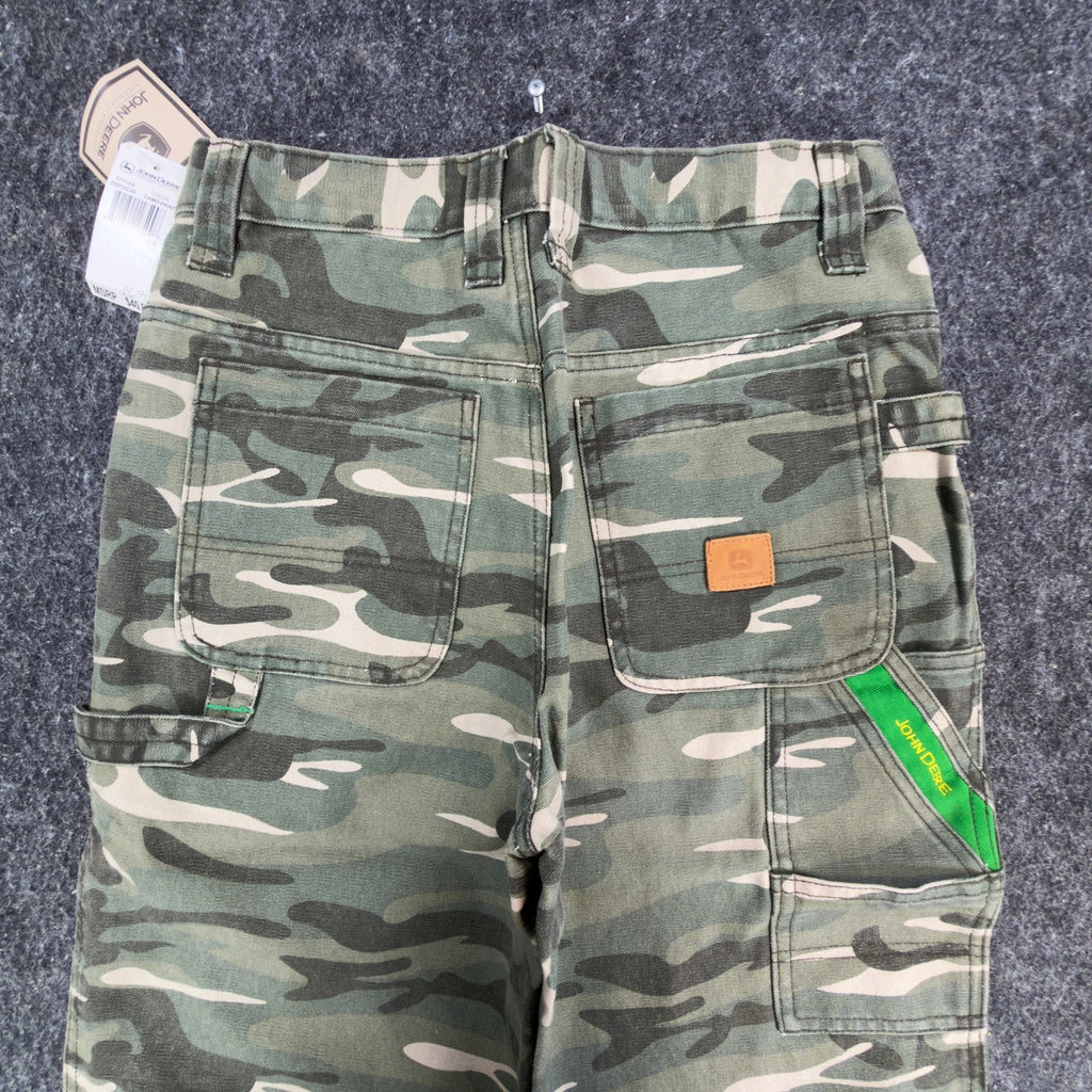John Deere Carpenter Pants Boys 16 Y2K Camo Cotton Canvas Workwear Deadstock NWT - take2supply