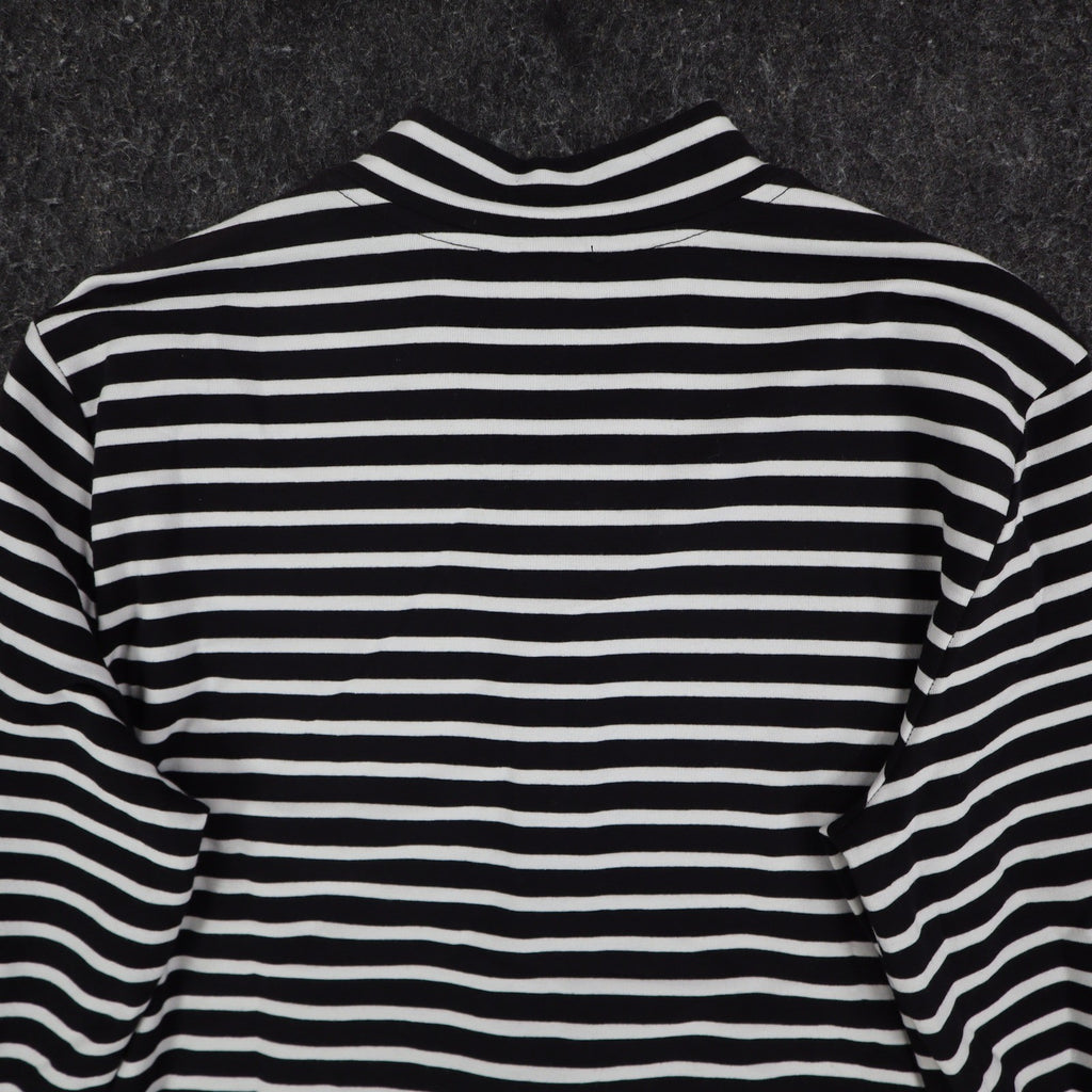 Links Womens S Black White Striped Full Zip Knit Jacket Stretch NWT - take2supply