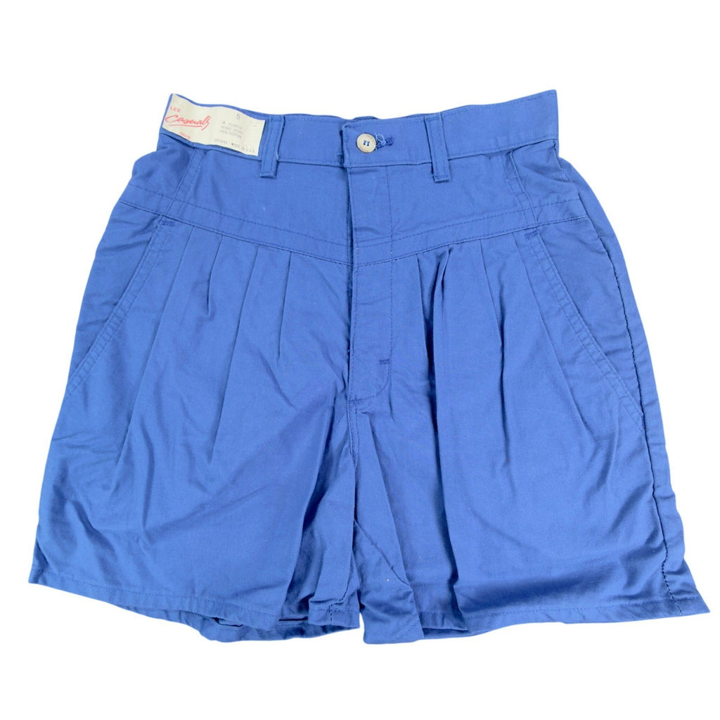 Lee Vintage 80s High Waist Pleated Yoked Shorts Juniors 5 Blue NWT - take2supply