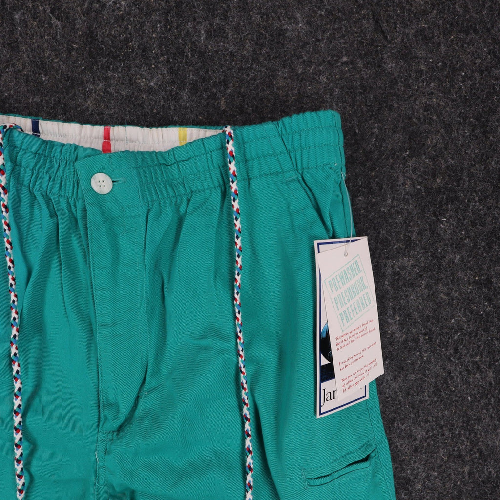 Jantzen Sport Shorts Mens S Vintage 90s Lagoon Green Cotton Braided Drawstring - take2supply