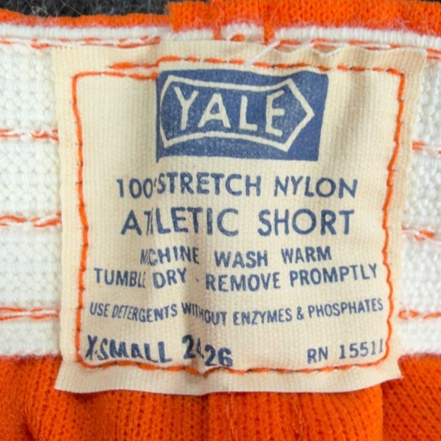 Yale Vintage 70s Athletic Shorts Mens XS Orange Nylon Deadstock New - take2supply