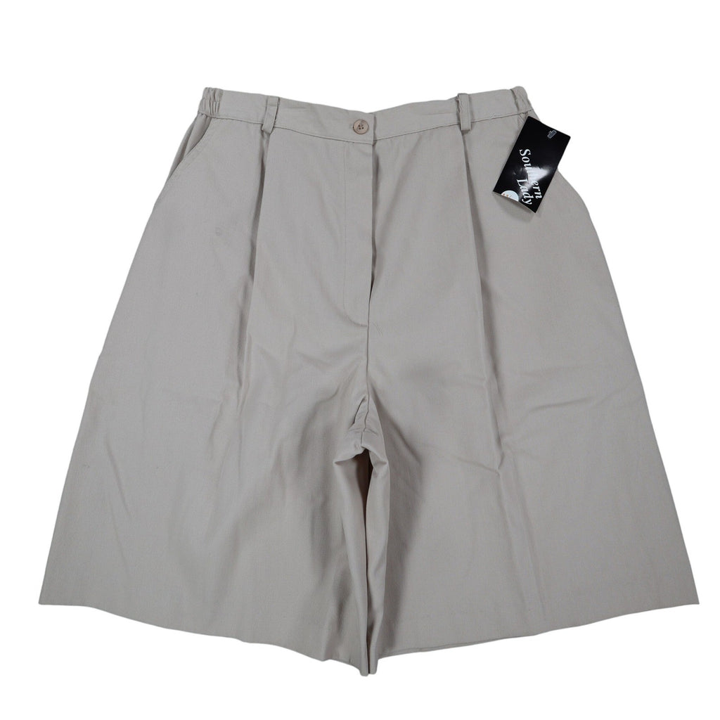 Southern Lady Culottes Women 14 Vintage 90s Khaki Pleated Wide Leg Shorts NWT - take2supply