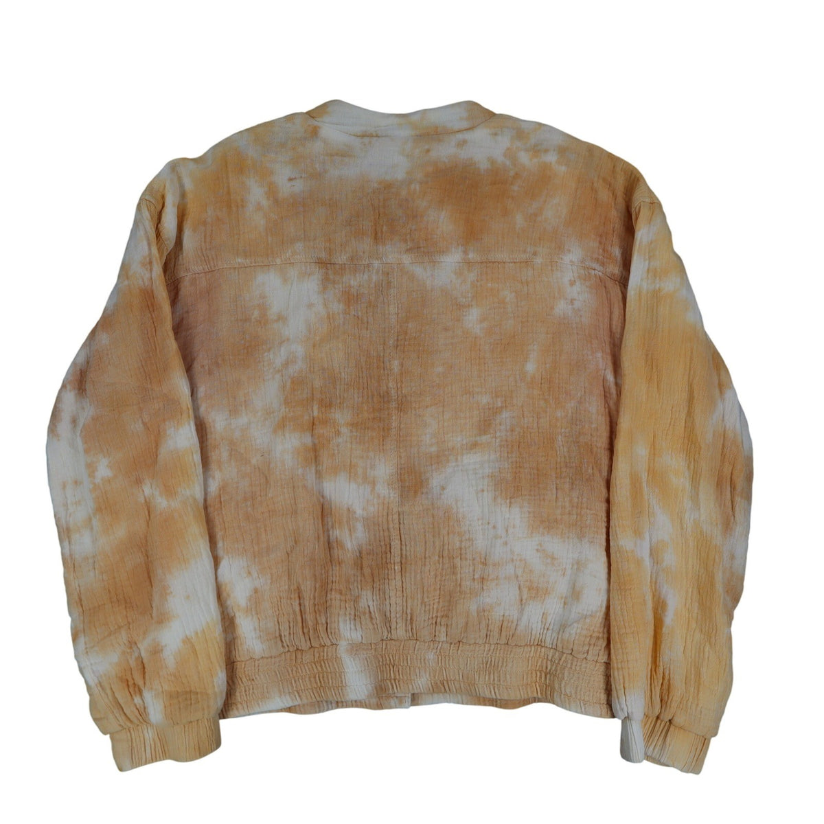 Hem & Thread Womens S Tan Cream Tie Dye Cotton Gauze Snap Bomber Jacket NWT - take2supply