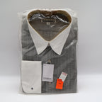 Domani Collection Dress Shirt 17.5 34/35 Gray White Collar French Cuffs New - take2supply