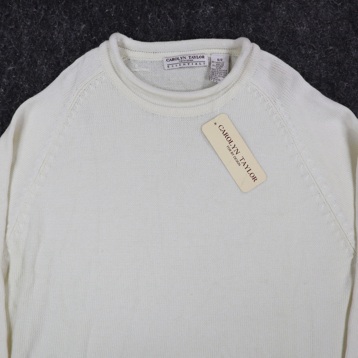 Carolyn Taylor Sweater Womens Small Cream Mock Neck Raglan Knit Top NWT - take2supply