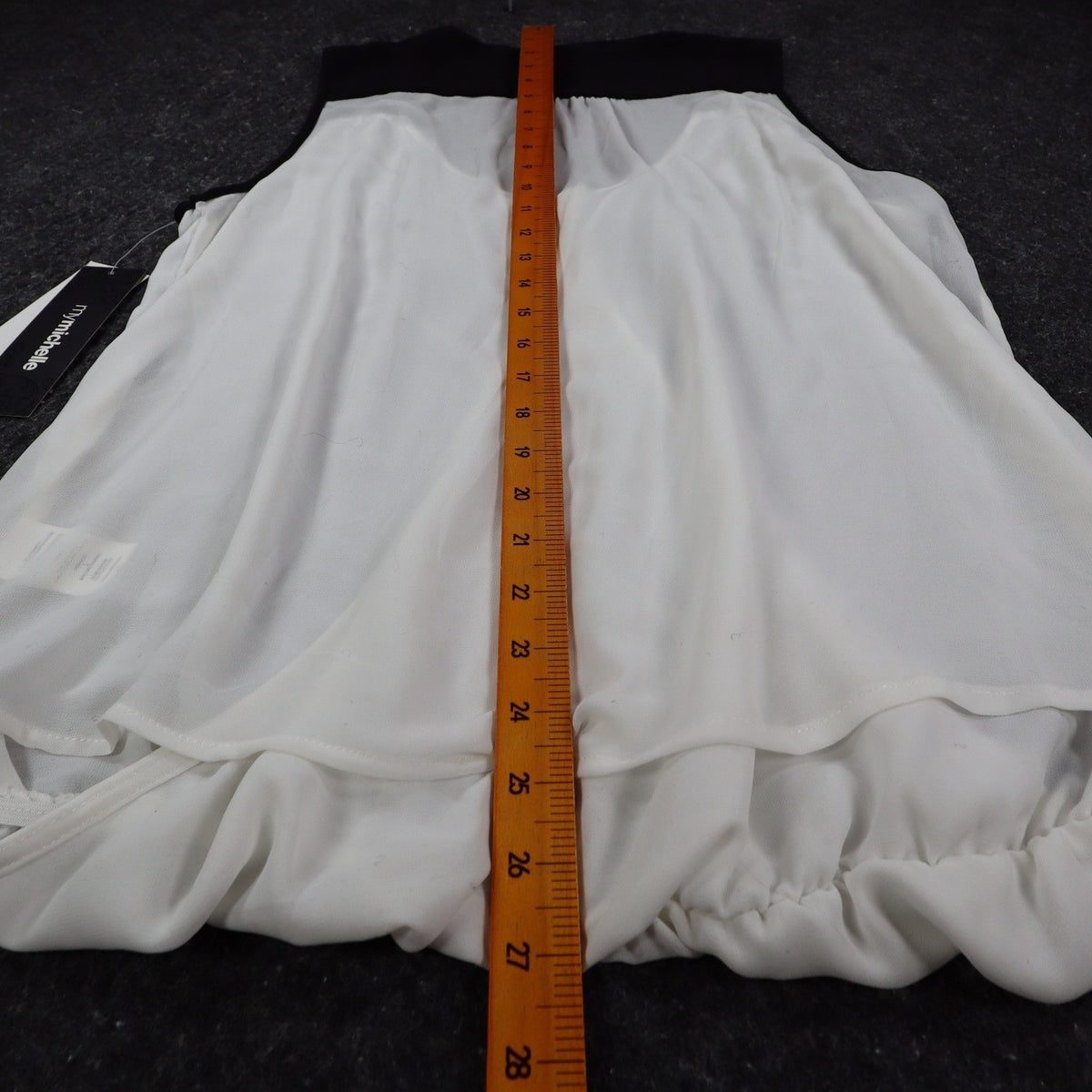 mymichelle Sleeveless Blouse Large White Black Bow Chiffon Faux Wrap Top - take2supply
