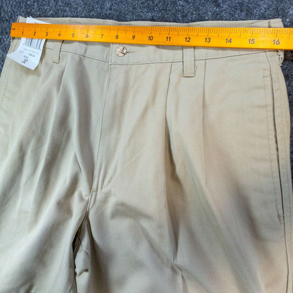 Wolf Mountain Key Shorts Mens 32 Tan Khaki 100% Cotton Pleated Vintage USA NWT - take2supply