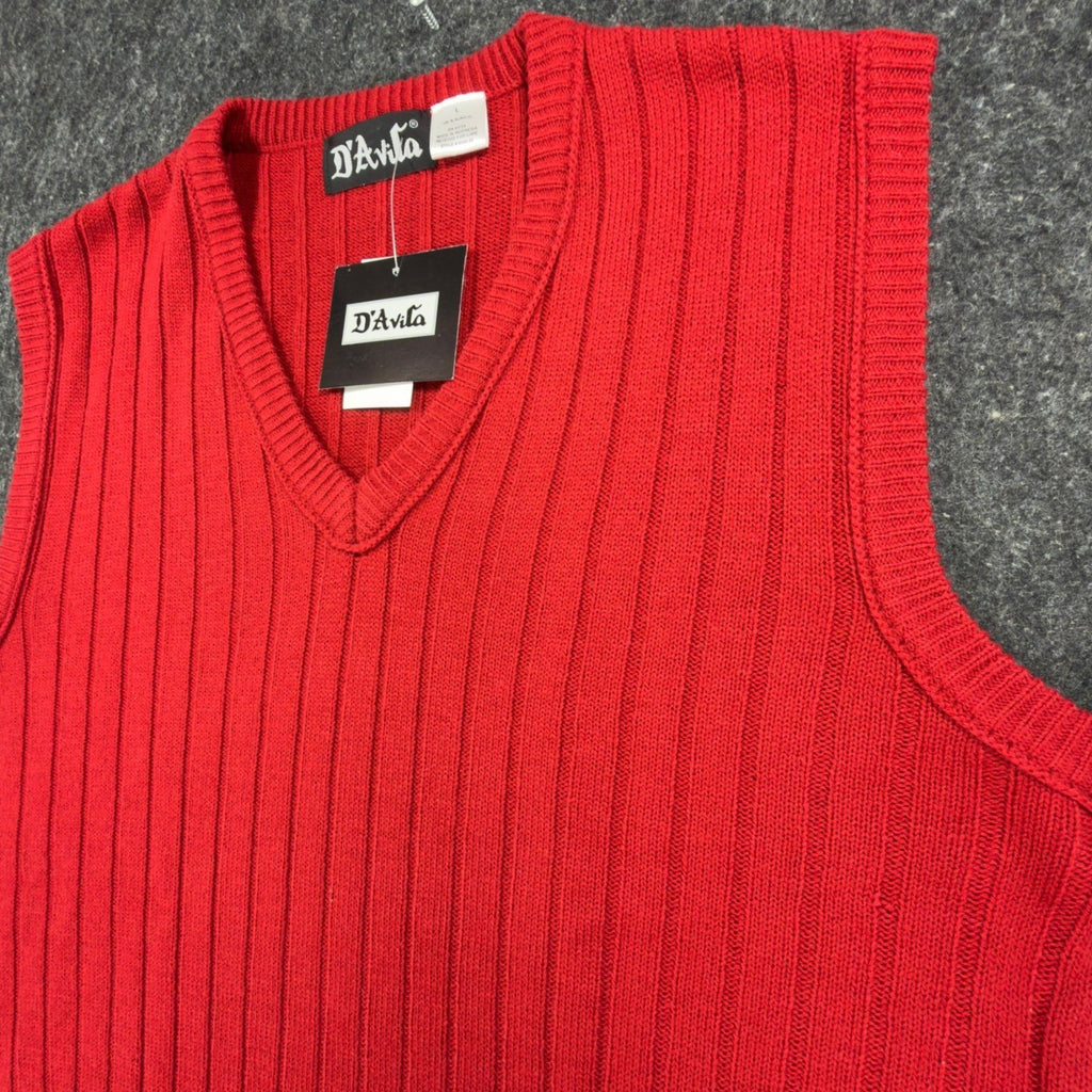 D'Avila Vintage 90s Sweater Vest Mens Large Red Acrylic V-Neck NWT - take2supply
